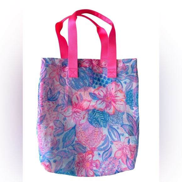 Lilly Pulitzer Pink Isle Snappy Turtle Mesh Shopper's Tote - Picture 3 of 4